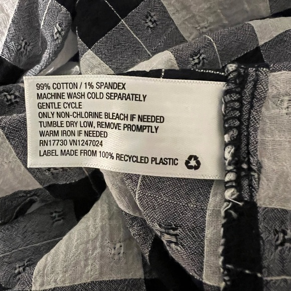 Universal Thread Buffalo Plaid Puff Sleeve Cotton Blouse Medium NWT - Picture 3 of 5